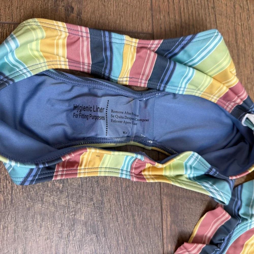 O'Neill Beachbound Stripe Peplum Tri Bikini Set‎ Size 12 NWT